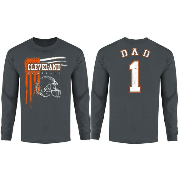 Men Dad #1 Vintage USA Flag Football Long Sleeve Shirt