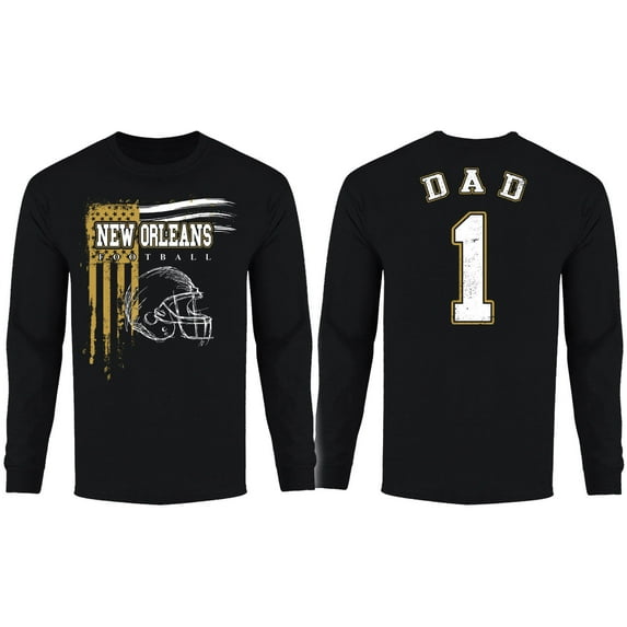 Men Dad #1 Vintage USA Flag Football Long Sleeve Shirt