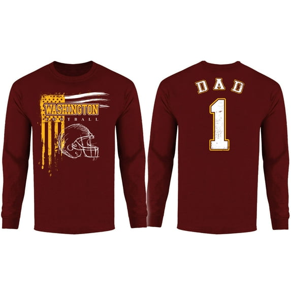 Men Dad #1 Vintage USA Flag Football Long Sleeve Shirt