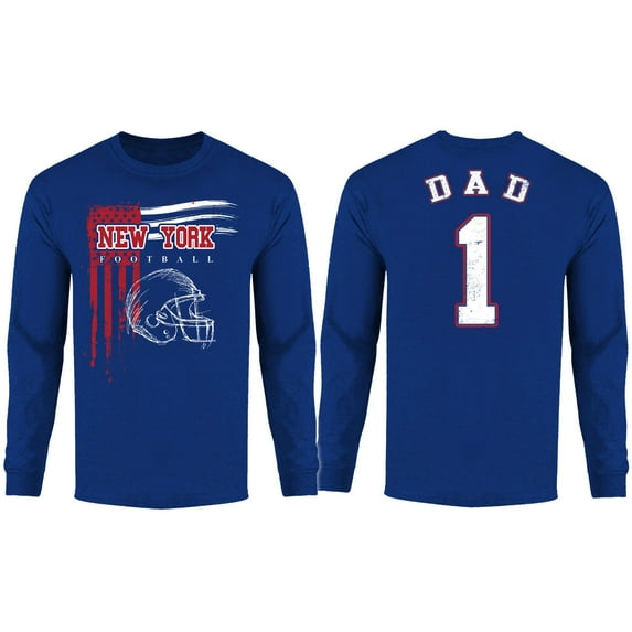 Men Dad #1 Vintage USA Flag Football Long Sleeve Shirt