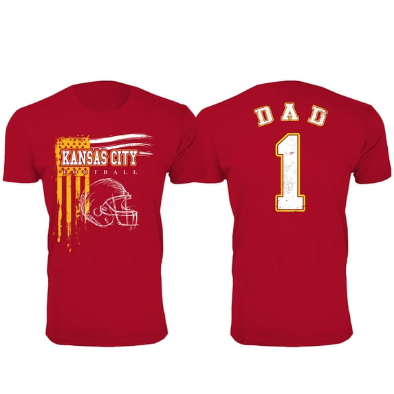 Men Dad #1 Vintage USA Flag Football T-Shirt