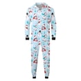 thumbnail image 1 of Men Dad Christmas Sets Light Blue Prints Hooded Zipper Jumpsuit Family Outfit Festive Clothing, 1 of 8