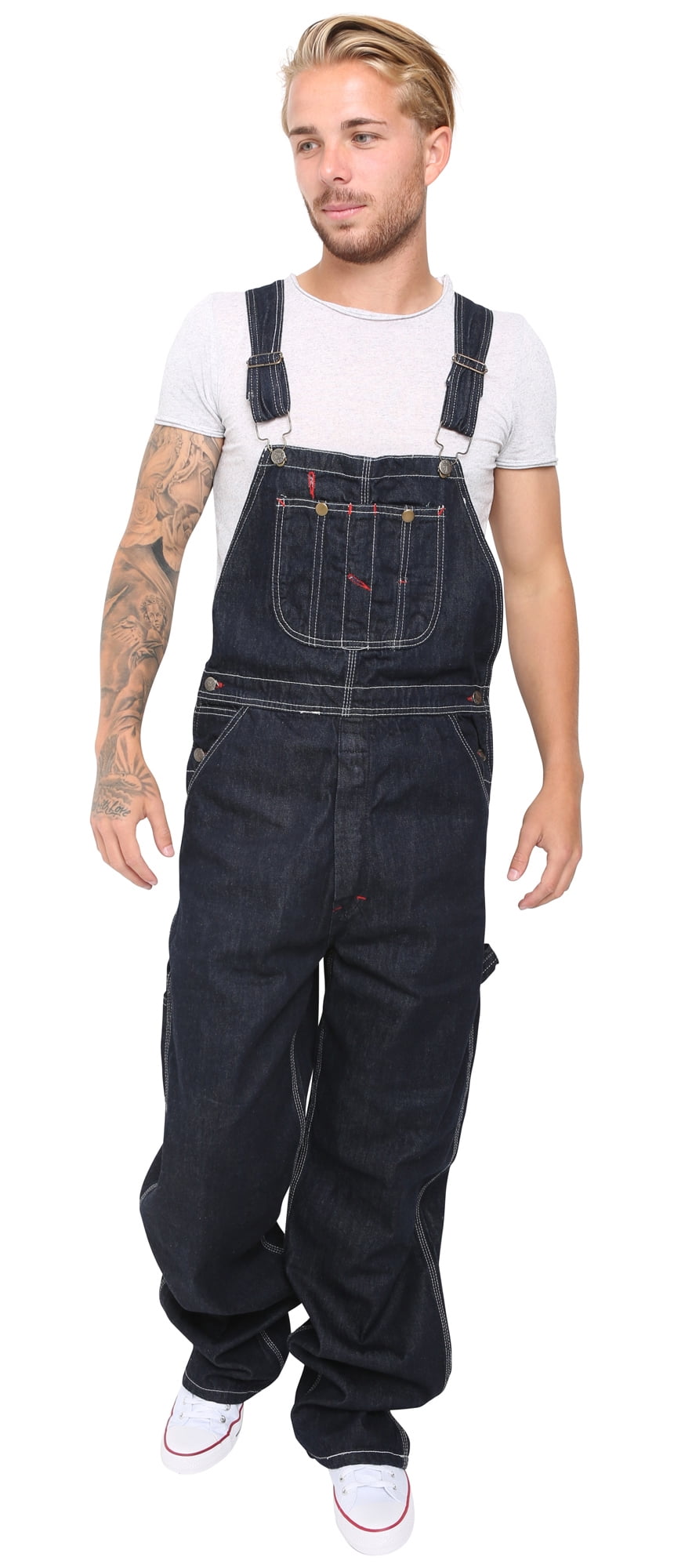 Men Denim Bib And Brace Overalls Painters Coveralls Pro Work Engineer