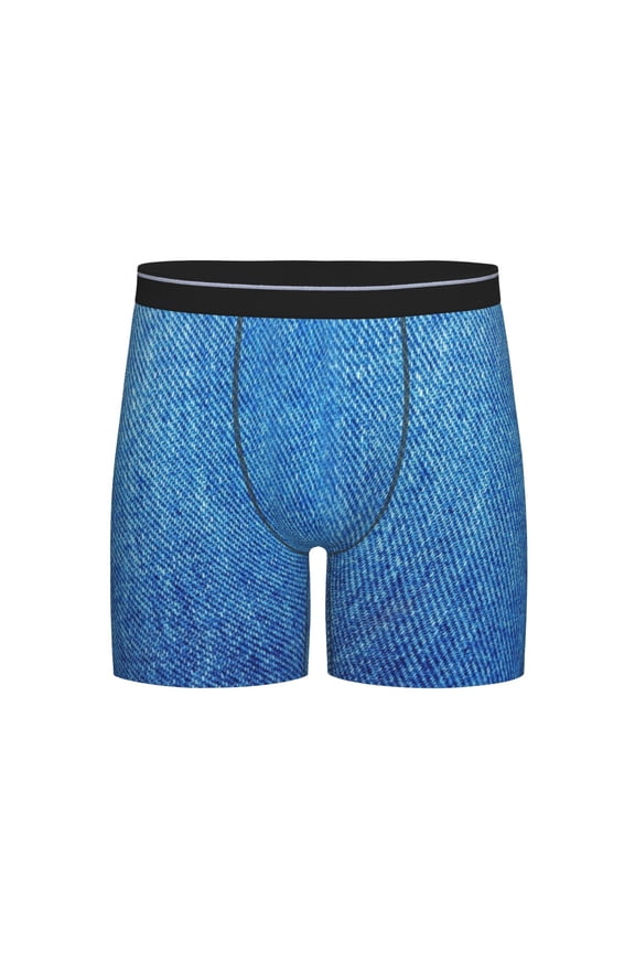 Men Denim Blue Boxer Briefs Novelty Boxer Shorts Underwear No Fly