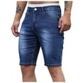 thumbnail image 1 of Men Denim Shorts Casual Stretch Outdoor Capri Jeans Straight Leg Close Fitting Shorts Mens Denim Shorts, 1 of 6