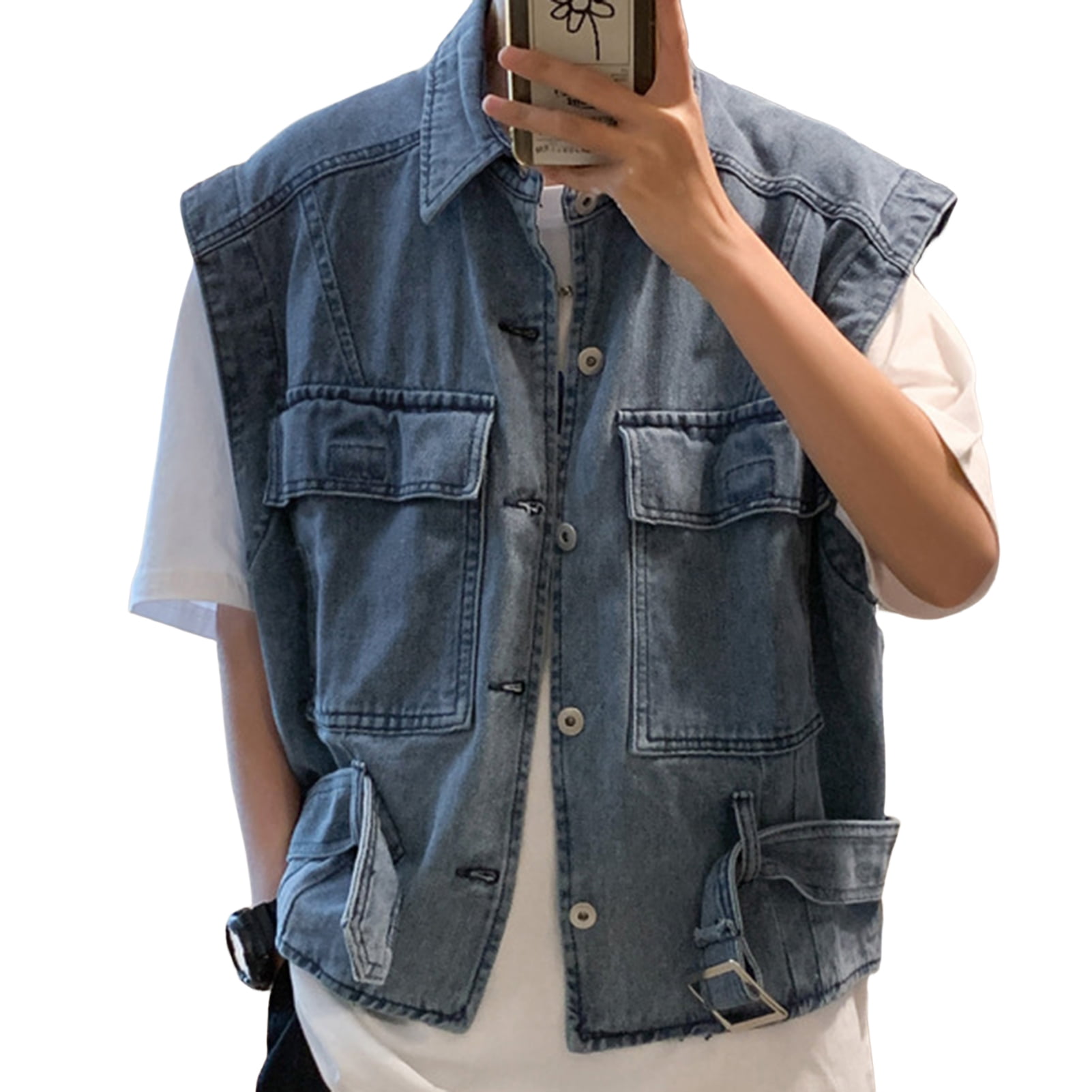 トップス TODAYFUL collarless twill vest Outsider Vest - New Dawn - Twill Denim Vest | Straight To