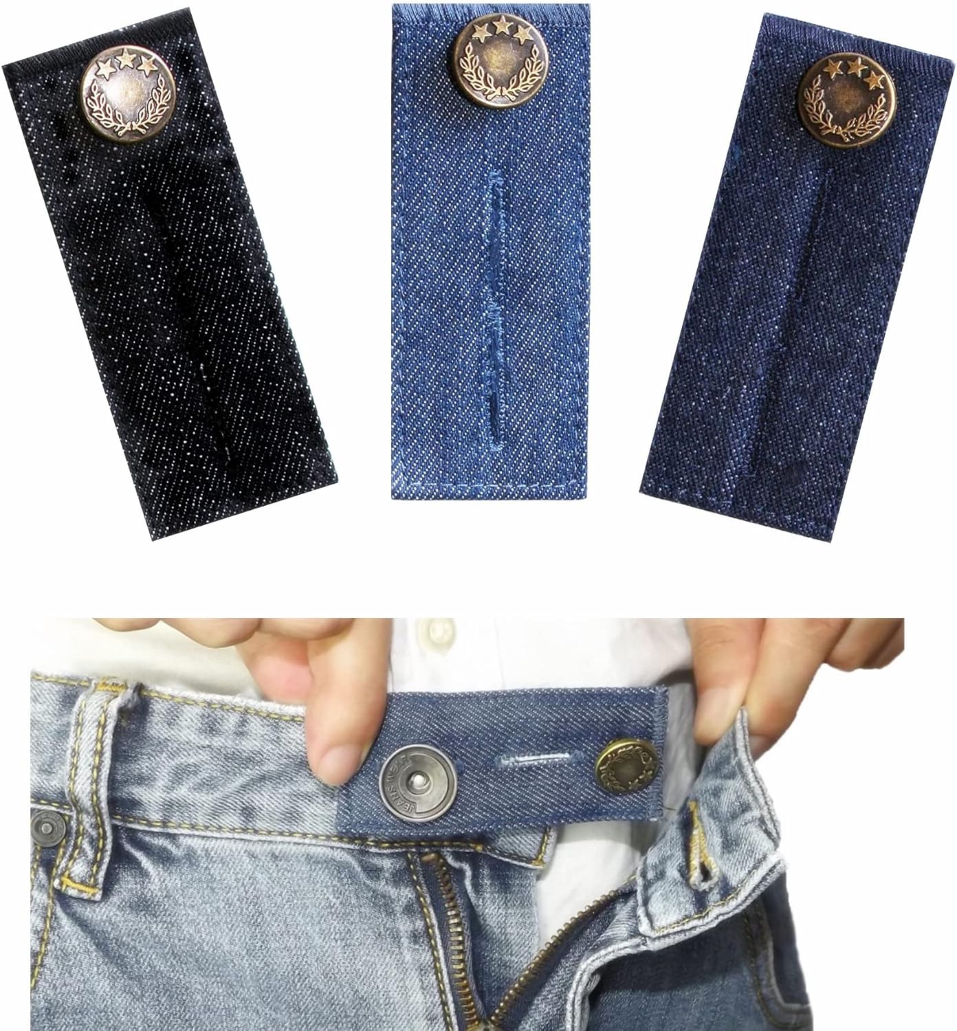 Men Denim Waist Extender Button Pants Waistband Extenders for Jeans