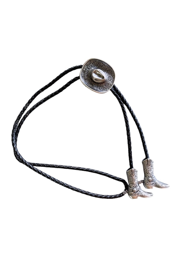 Men Denims Necktie Western Bolo Tie Shirt Chain Bolo Collar Rope Leather Tie