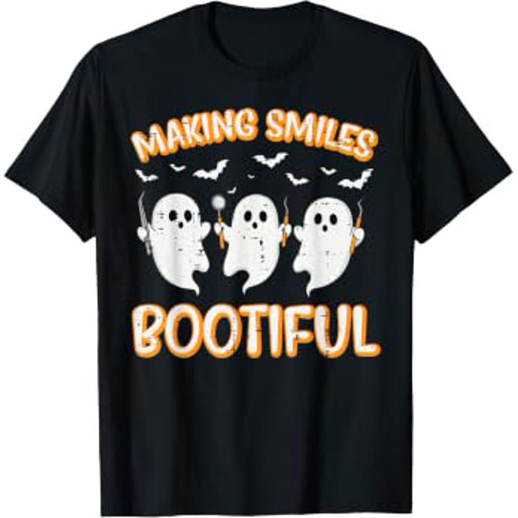 Men Dentist Smiles Bootiful Ghost Dental Costume Halloween Holiday T-Shirt, Size S-5XL