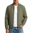 thumbnail image 1 of Men Diamond Quilted Baseball Bomber Jacket, Wrinkle Resistant Stand Collar Zip Up Business Casual Windbreaker Coat for Spring Fall Green-A, 1 of 5