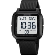 Men Digital Sports Watch Ultra-Thin Large Face Waterproof Wrist Watches for Men with Stopwatch Countdown Timer Alarm Function Dual Time LED Back Light
