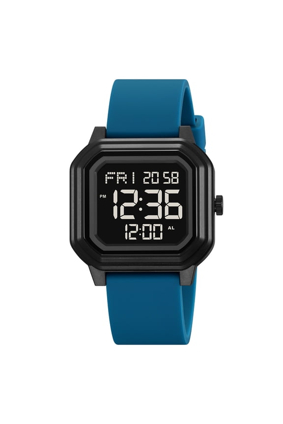 Men Digital Sports Watch Ultra-Thin Large Face Waterproof Wrist Watches for Men with Stopwatch Countdown Timer Alarm Function Dual Time LED Back Light