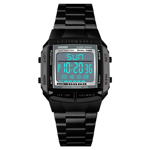 Men Digital Watch Casual Sports Wristwatch with 2 Time 5 Alarm 3ATM Waterproof Backlight Watches Birthday Gift for Man
