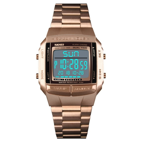 Men Digital Watch Casual Sports Wristwatch with 2 Time 5 Alarm 3ATM Waterproof Backlight Watches Birthday Gift for Man