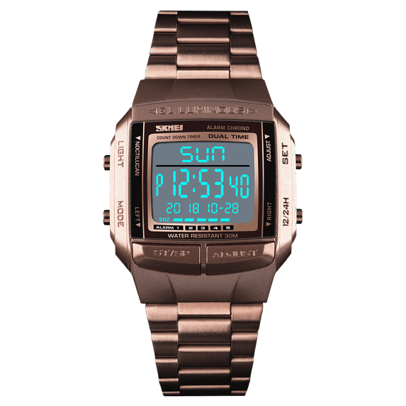 Men Digital Watch Casual Sports Wristwatch with 2 Time 5 Alarm 3ATM Waterproof Backlight Watches Birthday Gift for Man