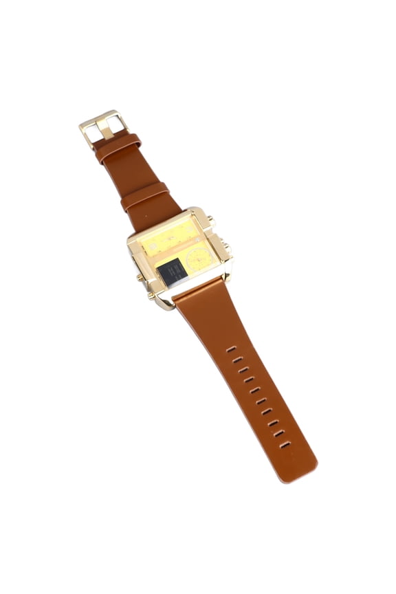 Men Digital Watch Sport Water Proof LED Square Big Face 6 Digit Analogue Quartz Multi Functional 3 Movement L