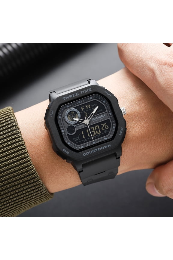 Men Digital Watch Sports Waterproof 50M Alarm Chronograph LED Backlight Multi Function Wristwatch Shock Resistant Easy Read, for Running Hiking Camping Outdoor Sports Office Daily Use Students Men