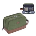thumbnail image 1 of WANDF Large Toiletry Bag for Men Women,3 Compartments Travel Size Toiletry with Wet Pocket,Cosmetic Organizer with Brush Slots,Hanging Water-Resistant Dopp Kit Shave Bag(Green), 1 of 13