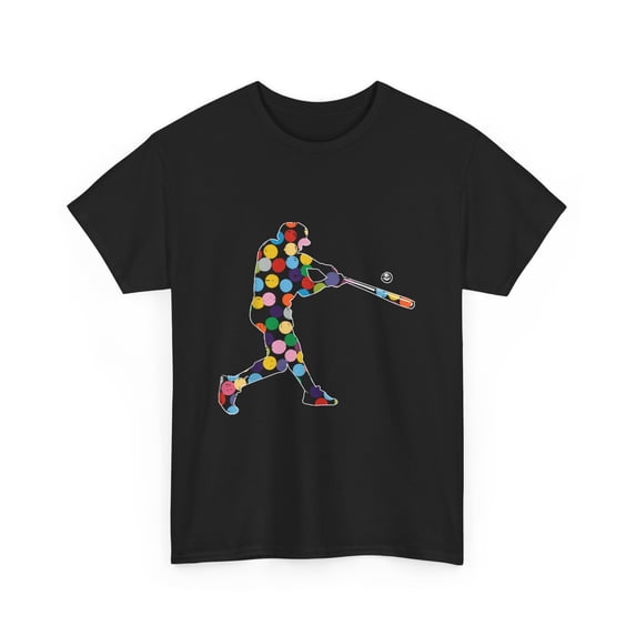 Men Dot Art Baseball Player Dots Graphic T-Shirt