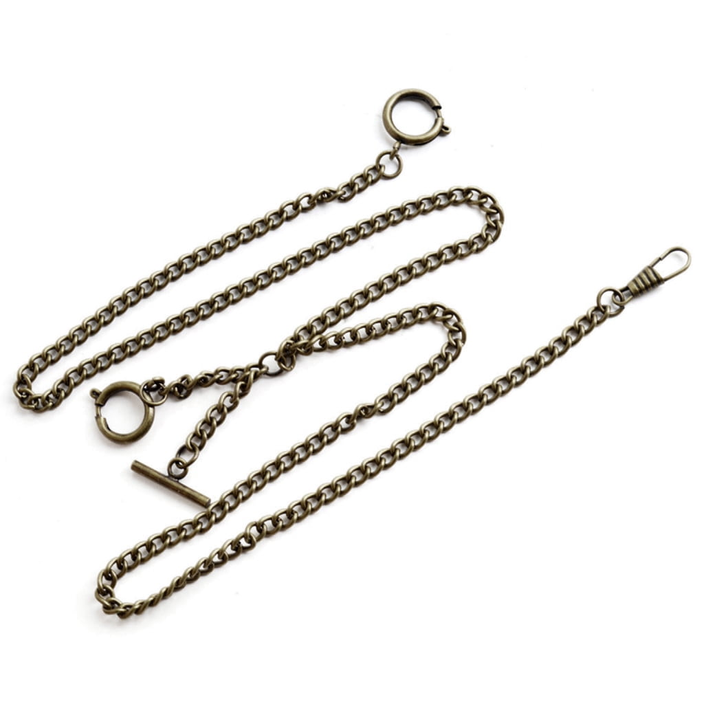 Men Double Albert Chain Pocket Watch Curb Link Classic Antique T-Bar ...