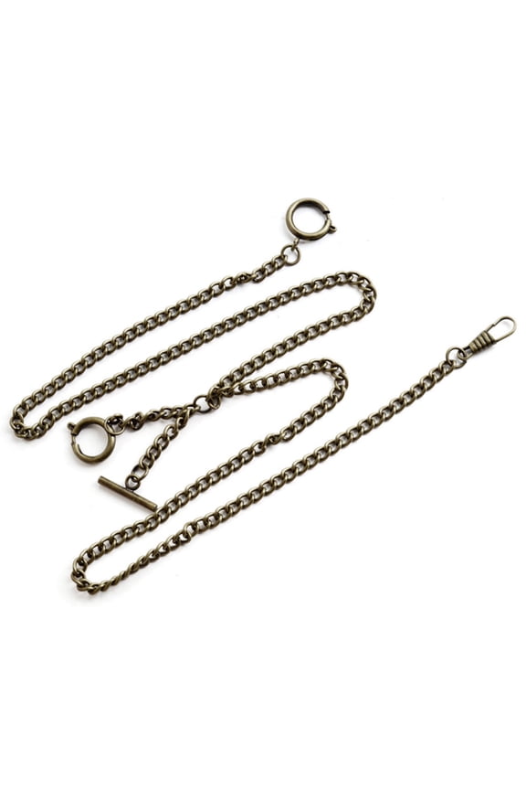 Men Double Albert Chain Pocket Watch Curb Link Classic Antique T-Bar Watch Chain for Pocket Watch Keys Pendants