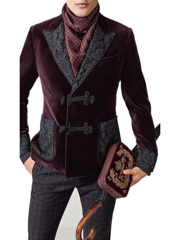 Men Double Breasted Wanted Smoking Jacket Men Dinner Party Gentlemen Jacket