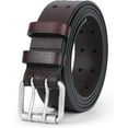 thumbnail image 1 of Men Double Prong PU Leather Belt Casual Work Heavy Duty Belt Double Grommet Holes Belt for Jeans, 1 of 7