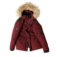 thumbnail image 1 of Men Down Jacket with Multiple Pockets Hooded Faux Fur Trim Long Sleeve Windproof Design Outdoor Coat Zipper Placket Cargo Down Coat, 1 of 8