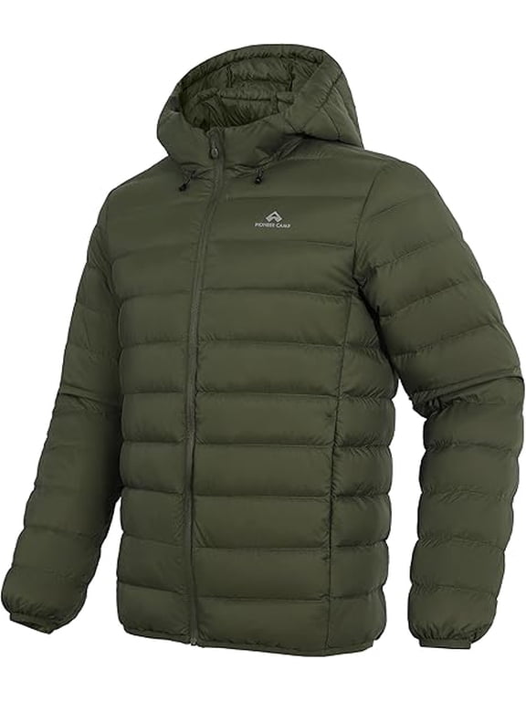 Men Down Puffer Jacket Pioneer Camp 650 Fill Packable Hooded