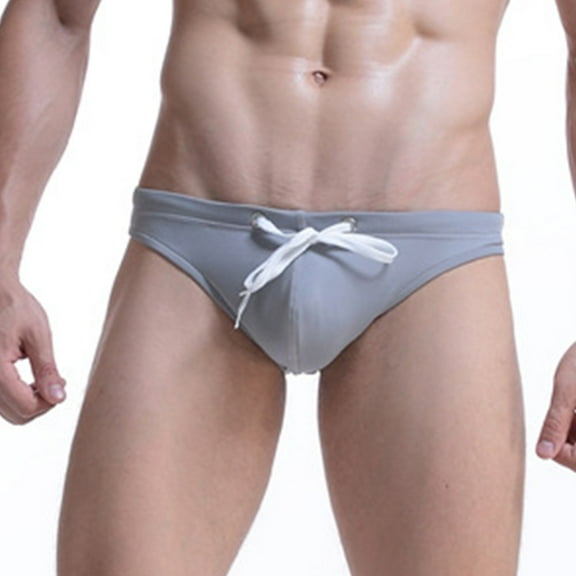 Men Drawstring Swimming Trunk Man Sexy Low-Waist Bikini Briefs Swimwear Breathable Swimsuits Male Bathing Suit Water Sport Panty