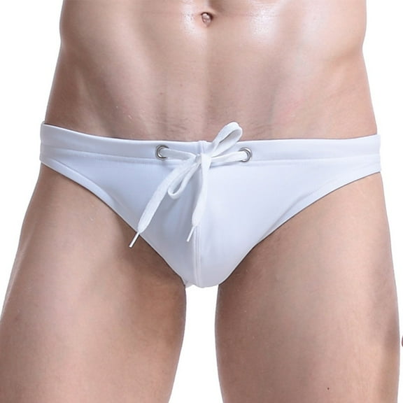 Men Drawstring Swimming Trunk Man Sexy Low-Waist Bikini Briefs Swimwear Breathable Swimsuits Male Bathing Suit Water Sport Panty