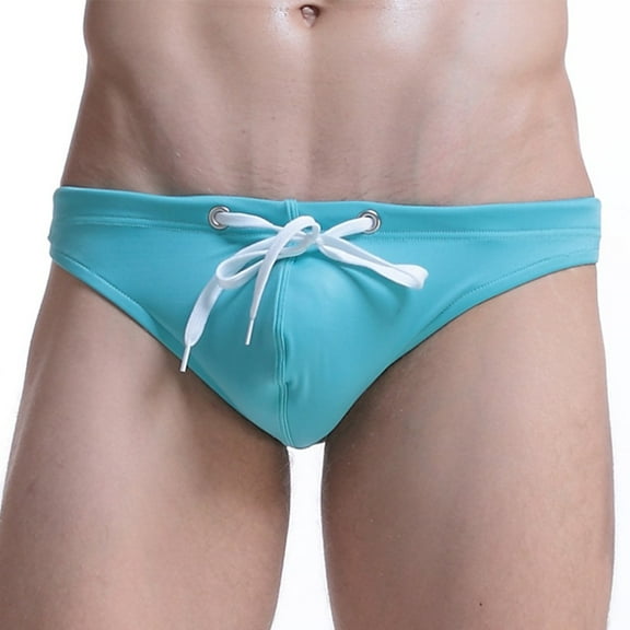Men Drawstring Swimming Trunk Man Sexy Low-Waist Bikini Briefs Swimwear Breathable Swimsuits Male Bathing Suit Water Sport Panty