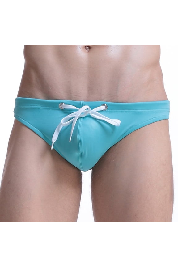 Men Drawstring Swimming Trunk Man Sexy Low-Waist Bikini Briefs Swimwear Breathable Swimsuits Male Bathing Suit Water Sport Panty