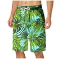 thumbnail image 1 of Men Drawstring Waist Swimwear Beach Shorts Swim Trunks With Pockets Army Green L, 1 of 5