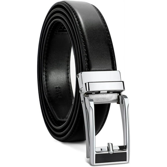 Men Dress Belt Men Leather Belt Adjustable Leather Belt-Black Ratchet Belt for Dress and Casual