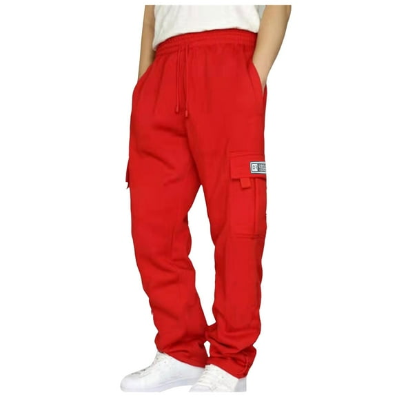 Men Dress Pants Stretch Waist Mens Baggy Cargo Pants Casual Drawstring Elastic Waist Parachute Pants Loose Fit Unisex Street Y2K Trousers Fleece Fined