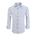 thumbnail image 1 of Men Dress Shirt Long Sleeve Regular Fit Printed Business Formal Wear Blue XXL, 1 of 2