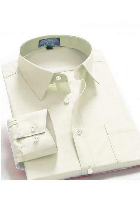 Men Dress Shirt Regular Fit Oxford Solid Color