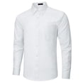 thumbnail image 1 of Mens Dress Shirts White Long Sleeve Formal Shirt Stripe Business Button Down Dress Shirt for Men 2XL, 1 of 7
