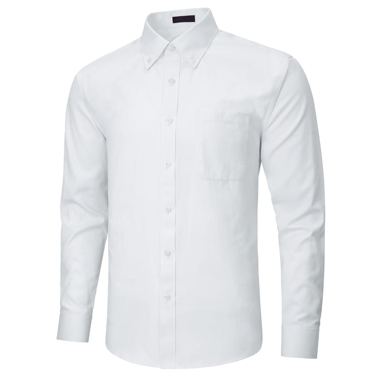 Mens Dress Shirts White Long Sleeve Formal Shirt Stripe Business Button  Down Dress Shirt for Men L - Walmart.com