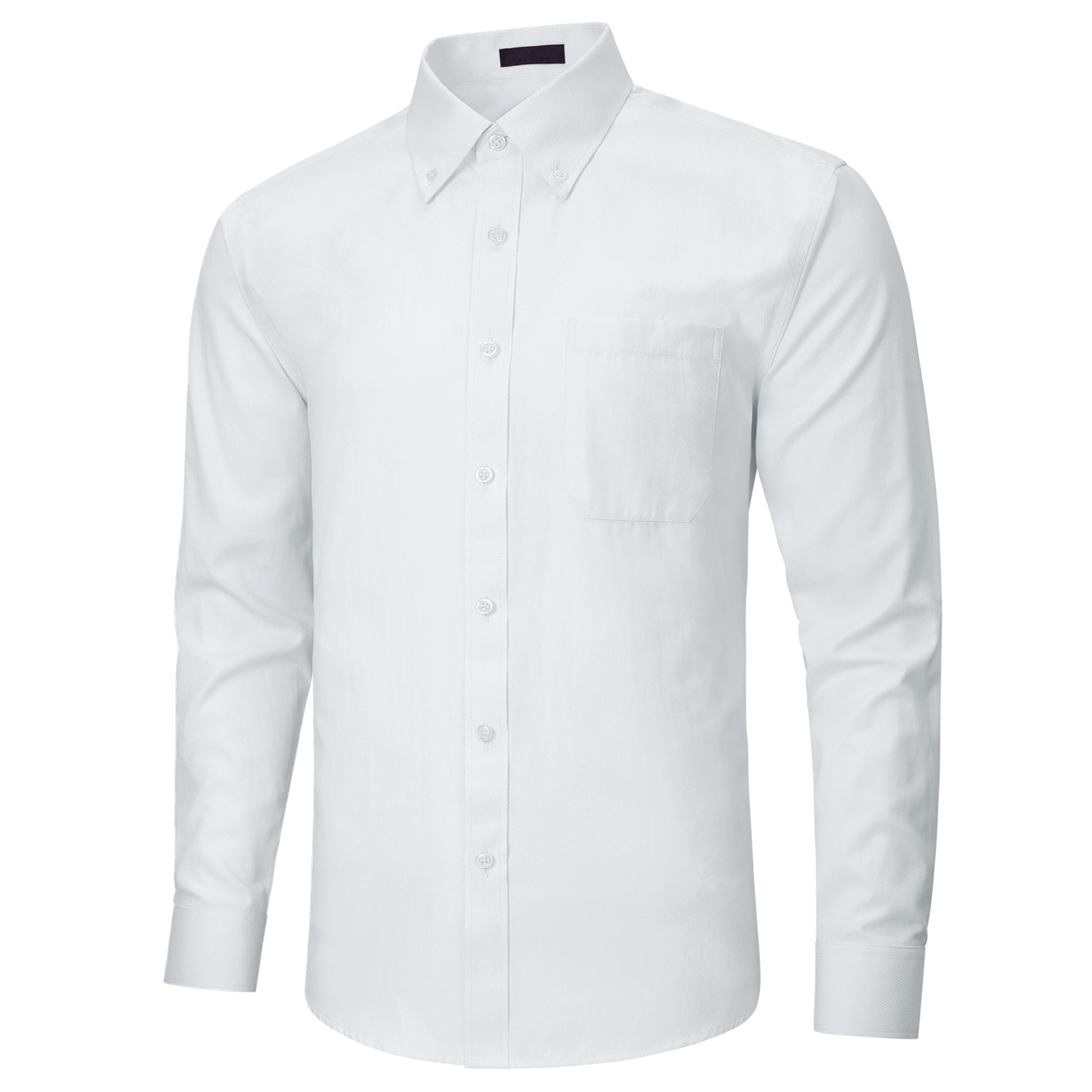 Mens Dress Shirts White Long Sleeve Formal Shirt Stripe Business Button 