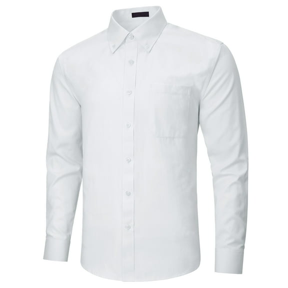 Mens Dress Shirts White Long Sleeve Formal Shirt Stripe Business Button Down Dress Shirt for Men 2XL