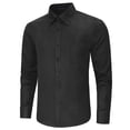 thumbnail image 1 of Mens Long Sleeve Black Shirts Button-up Stripe Shirt Casual Solid Dress Shirt Formal Business XL, 1 of 7