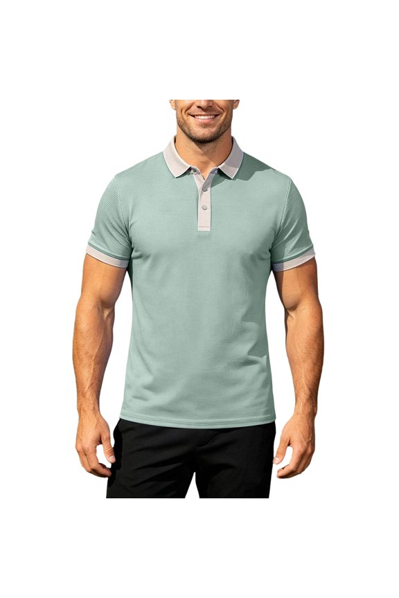 Men Dress Shirts Short Sleeve Button Down Shirts Breathable For Running And Workout Solid Peak Lap Style Performance For Training Clothing Blouses