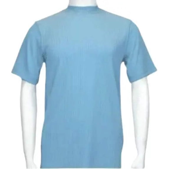 Men Dressy T-Shirt LOG-IN UOMO Soft Crew Neck Corded Short Sleeves 218 Sky Blue