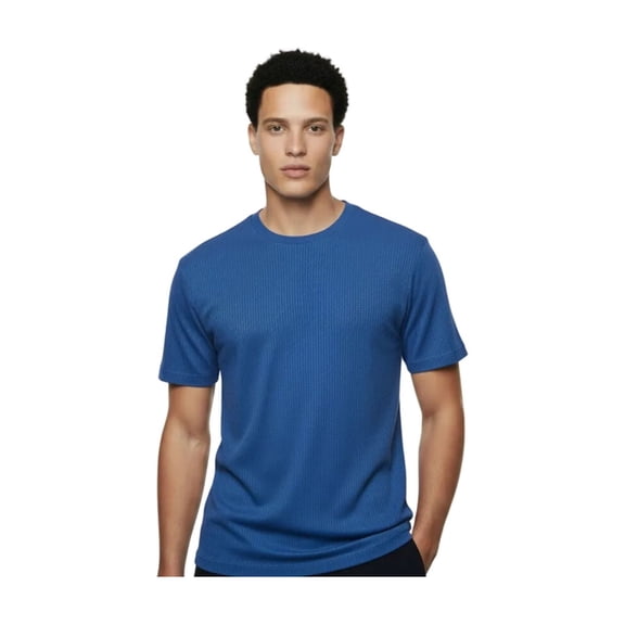 Men Dressy T-Shirt Log-In Uomo Crew Neck Silky Short Sleeves 218 Royal blue