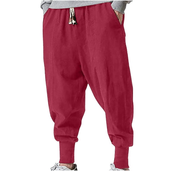 Men Drop Crotch Wide Leg Baggy Harem Pants Drawstring Hippie Aladdin Novelty Y2k Pants Casual Tapered Sweatpants