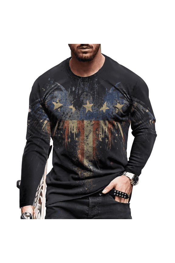 Men Eagle USA American Flag Print Activewear