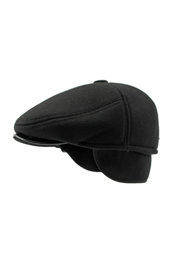 Men Earflap Beret Cap – Warm British Style Five-Panel Newsboy Hat, Classic Retro Painter Beret, Casual Outdoor Fashion Accessory for Winter Winter