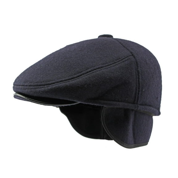Men Earflap Beret Cap – Warm British Style Five-Panel Newsboy Hat, Classic Retro Painter Beret, Casual Outdoor Fashion Accessory for Winter Winter